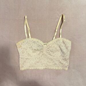 Forever 21 Light Pink Ruched Front Lace Bralette Crop Top